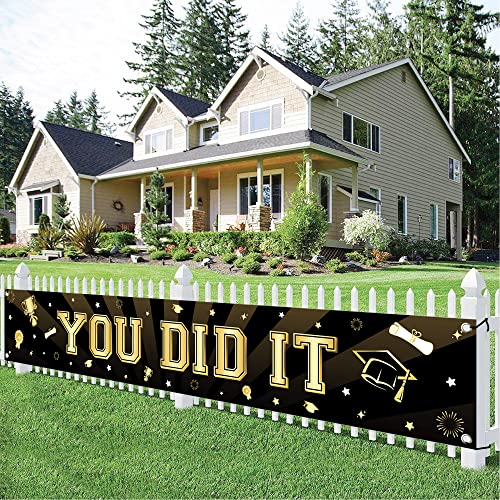 KatchOn, You Did It Banner - XtraLarge, 120x20 Inch | Graduation Yard Sign, Black and Gold 2023 Graduation Decorations | Graduation Banner | Graduation Backdrop, Graduation Decorations Class of 2023