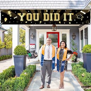 KatchOn, You Did It Banner - XtraLarge, 120x20 Inch | Graduation Yard Sign, Black and Gold 2023 Graduation Decorations | Graduation Banner | Graduation Backdrop, Graduation Decorations Class of 2023