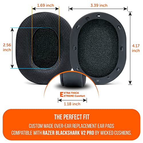 WC Freeze Blackshark - Cooling Gel Earpads for 2020-2022 Razer Blackshark V2 & V2 Pro (Does Not Fit 2023 Model) by Wicked Cushions - Boost Comfort, Thickness, & Sound Isolation | Black
