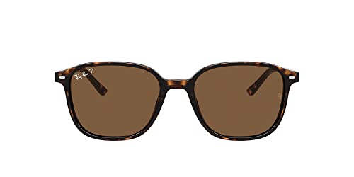 Ray-Ban RB2193 Leonard Polarized Square Sunglasses, Havana/B-15 Brown, 55 mm