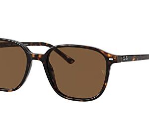 Ray-Ban RB2193 Leonard Polarized Square Sunglasses, Havana/B-15 Brown, 55 mm