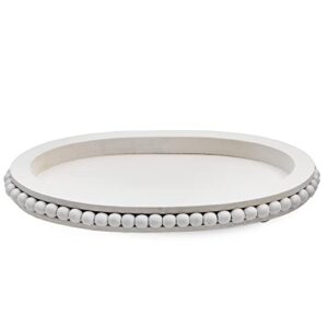 auldhome wood beaded tray (white), decorative farmhouse style oval wooden tray