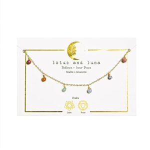 lotus and luna dewdrop necklace energy chakra healing stones dainty layering necklace (jade, jasper, amazonite, quartz, pearl, rose quartz) (balance + inner peace)