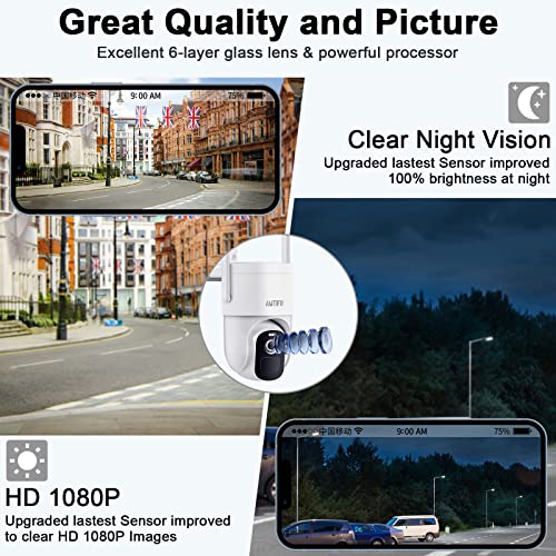 AMTIFO Security Camera Wireless Outdoor Solar Powered: 2K WiFi Home Outdoor Camera with Solar Panel Color Night Vision Outside Camera with Audio Motion Detection System