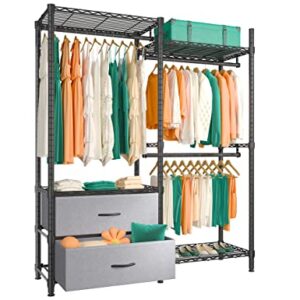 REIBII Clothes Rack,Clothes Racks for Hanging Clothes Rack Heavy Duty Clothing Rack Load 620LBS Clothing Racks for Hanging Clothes Adjustable Portable Garment Rack Free Standing Wardrobe Closet