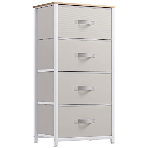 YITAHOME Dresser with 9 Drawers, Organizer Unit, Hallway, Closets & Nursery & Easy Pull Fabric Bins (Cream White) & 4-Drawer Fabric Dresser, Furniture Storage Tower Cabinet(Cream White)