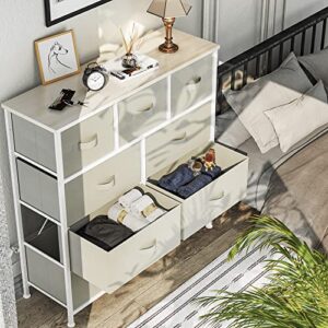 YITAHOME Dresser with 9 Drawers, Organizer Unit, Hallway, Closets & Nursery & Easy Pull Fabric Bins (Cream White) & 4-Drawer Fabric Dresser, Furniture Storage Tower Cabinet(Cream White)