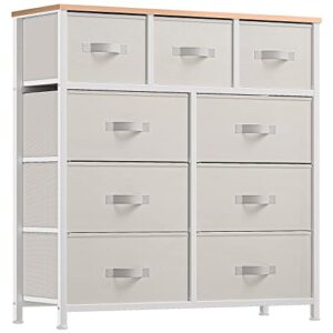 YITAHOME Dresser with 9 Drawers, Organizer Unit, Hallway, Closets & Nursery & Easy Pull Fabric Bins (Cream White) & 4-Drawer Fabric Dresser, Furniture Storage Tower Cabinet(Cream White)