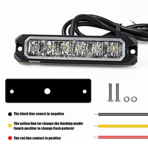 FXC 2pack Ultra Slim 6-LED Flashing Strobe Lights for Truck Car Vehicle LED Grille Light Emergency Beacon Caution Hazard Warning Lights Green/White