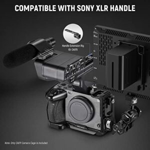 NEEWER FX3/FX30 Camera Cage with HDMI Cable Clamp, NATO Rail, 3/8" ARRI Locating Holes, 1/4" Threads Compatible with Sony FX3 FX30/Original XLR Handle, Compatible with DJI RS2 RS3 Gimbal, CA011