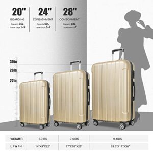 FOCHIER F 3 piece Hard Shell Luggage Sets Suitcase Set, PC+ABS Lightweight Hardside Travel Suitcase with Spinner Wheels & TSA Lock for Women Men (20/24/28 inch)