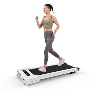 obensky wooden walking pad treadmills for home, under desk treadmill with led display and remote control, jogging machine for office and apartment installation-free