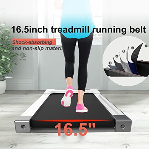 OBENSKY Wooden Walking Pad Treadmills for Home, Under Desk Treadmill with LED Display and Remote Control, Jogging Machine for Office and Apartment Installation-Free