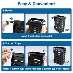 Uprony Aquarium Plant Holder 4 PCS Hanging Aquatic Plant Pot with 24 Hooks and 20 Suction Cups for Fish Tank Aquarium Planter and Aquascape Decorations (Black)