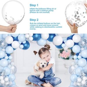 Blue and White Balloons, Blue White Balloon Garland Arch Kit, 102 pcs Pastel Blue White Balloons for Baby Shower Birthday Wedding Party Decorations