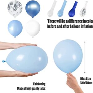 Blue and White Balloons, Blue White Balloon Garland Arch Kit, 102 pcs Pastel Blue White Balloons for Baby Shower Birthday Wedding Party Decorations