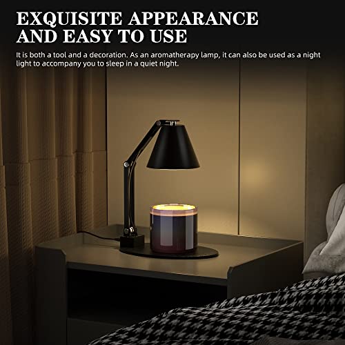 Candle Warmer Lamp, CFGROW Adjustable Dimmable Brightness Candle Warmer Lantern with Timer, Top Warming Candle Light for Scented Wax Melts, 2pcs 50W Bulb Included (Black)