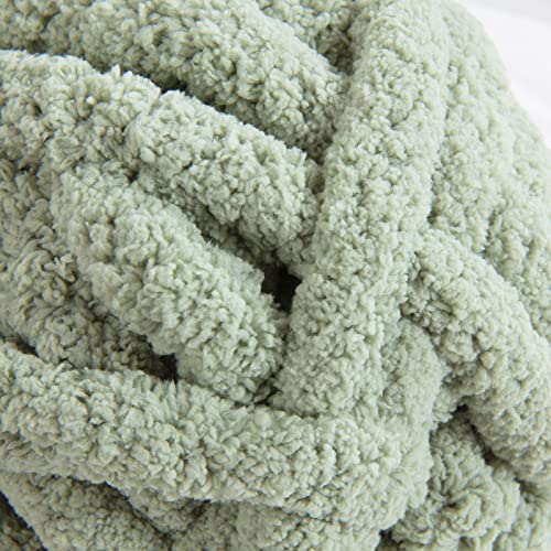 HOMBYS Sage Green Chunky Chenille Yarn for Crocheting, Bulky Thick Fluffy Yarn for Knitting,Super Bulky Chunky Yarn for Hand Knitting Blanket, Soft Plush Yarn, 8 Jumbo Pack (31.7 yds,8 oz Each Skein)