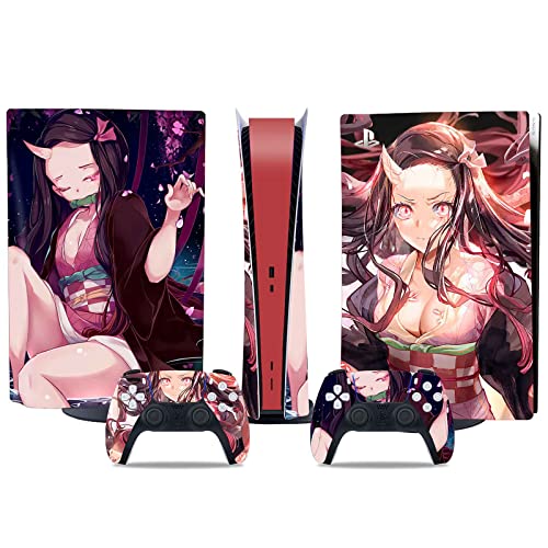 TANOKAY PS5 Console Skin and Controller Skin Set | Anime Nezuko Kamado | Matte Finish Vinyl Wrap Sticker Full Decal Skins | Compatible with Sony Playstation 5 Digital Edition