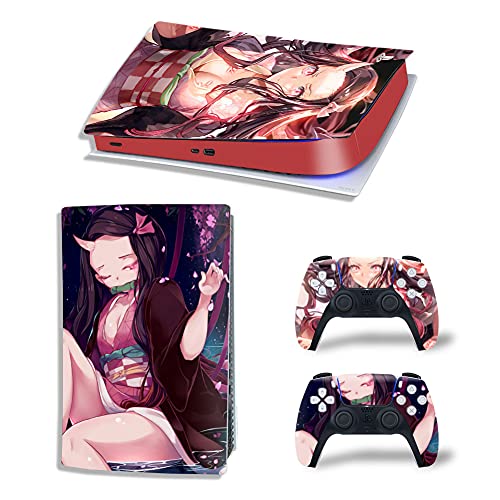 TANOKAY PS5 Console Skin and Controller Skin Set | Anime Nezuko Kamado | Matte Finish Vinyl Wrap Sticker Full Decal Skins | Compatible with Sony Playstation 5 Digital Edition