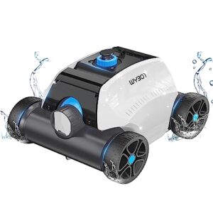 wybot sophisticated cordless robotic pool cleaner, with 130mins working time, pool vacuum for above ground pools, strong suction, led indicator, ideal for pools up to 1300 sq.ft