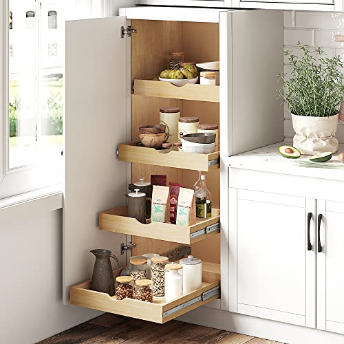 WelFurGeer 32'' Width Pull Out Shelves for Kitchen Cabinets, Pull Out Cabinet Organizer, Pantry Slide Out Drawers, Kitchen Slide Out Storage, Wood Slide Out Drawer for Kitchen (32''W x 21''D)