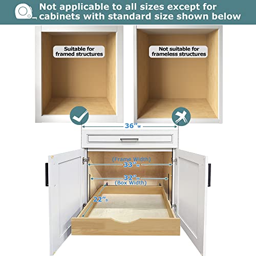 WelFurGeer 32'' Width Pull Out Shelves for Kitchen Cabinets, Pull Out Cabinet Organizer, Pantry Slide Out Drawers, Kitchen Slide Out Storage, Wood Slide Out Drawer for Kitchen (32''W x 21''D)