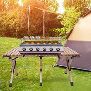 Portable Gas Grill - 6-Burner, 2800Pa Propane Tabletop Burners, Stainless Steel, Used to Grill Various Foods, Camping Cooking - 6 Burners & Switches