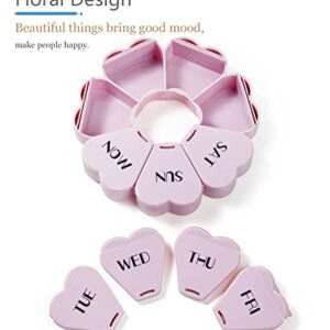 MOLN HYMY Cute Weekly Pill Box 7 Day, Heart Shaped Pill Case Organizer 1 time a Day, Purple Pink Pill Container Once Daily, Large Medicine Dispenser for Vitamin/Fish Oil/Medication/Supplements