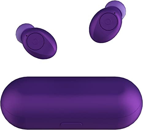 Bluetooth 5.0 Wireless Earbuds Super Portable True Wireless Stereo Headphones in Ear Deep Bass Built in Mic IPX6 Waterproof with Charging Case (Only 50g) 40H Playtime for Workout Running(Purple)