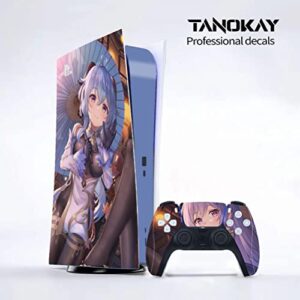 TANOKAY PS5 Console Skin and Controller Skin Set | Ganyu & Keqing Genshin Impact | Matte Finish Vinyl Wrap Sticker Full Decal Skins | Compatible with Sony Playstation 5 Digital Edition