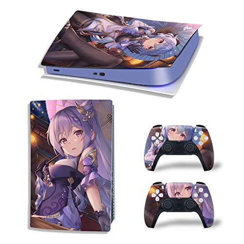 TANOKAY PS5 Console Skin and Controller Skin Set | Ganyu & Keqing Genshin Impact | Matte Finish Vinyl Wrap Sticker Full Decal Skins | Compatible with Sony Playstation 5 Digital Edition