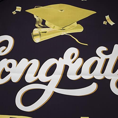 HVEST Congrats Grad Backdrop Black and Gold Balloon Class of 2023 Photography Background for Graduation Party Decorations Graduation Banner Cake Table Decor Photo Booth Props,7x5ft