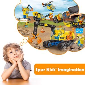 6 In 1 STEM Building Toys for 5 6 7 8 9 + Year Old Boy Girl Gift,192 PCS Stem Project Activities Kit for kid 5-7 6-8 Educational Autism Robotic Toy Learning Game Excavator Engineering Construction Set