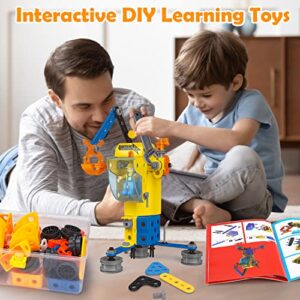 6 In 1 STEM Building Toys for 5 6 7 8 9 + Year Old Boy Girl Gift,192 PCS Stem Project Activities Kit for kid 5-7 6-8 Educational Autism Robotic Toy Learning Game Excavator Engineering Construction Set