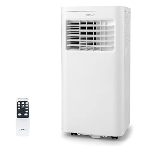 COSTWAY Portable Air Conditioner, 8000 BTU 3-in-1 Personal AC Unit with Built-in Dehumidifier, Fan Mode, Sleep Mode, 24H Timer, Remote Control, Remote Control, Cools up to 250 Sq. Ft for Bedroom