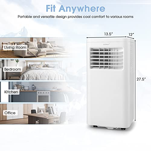 COSTWAY Portable Air Conditioner, 8000 BTU 3-in-1 Personal AC Unit with Built-in Dehumidifier, Fan Mode, Sleep Mode, 24H Timer, Remote Control, Remote Control, Cools up to 250 Sq. Ft for Bedroom