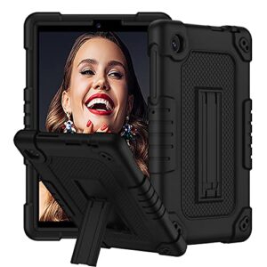 soatuto for tcl tab 8 le tablet case model 9137w / for tcl tab 8 wifi model 9132x tablet case with shoulder strap soft silicone hard back rugged full-body cover case (black+black)