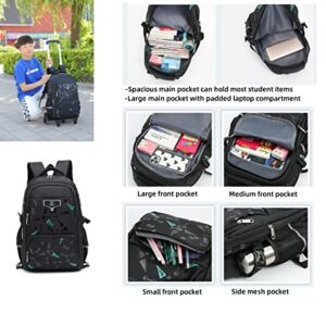 MITOWERMI Rolling Backpack for Boys Girls Trolley Bag with Wheels Roller Backpack for Kids Wheeled Middle School Bookbags