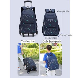 MITOWERMI Rolling Backpack for Boys Girls Trolley Bag with Wheels Roller Backpack for Kids Wheeled Middle School Bookbags