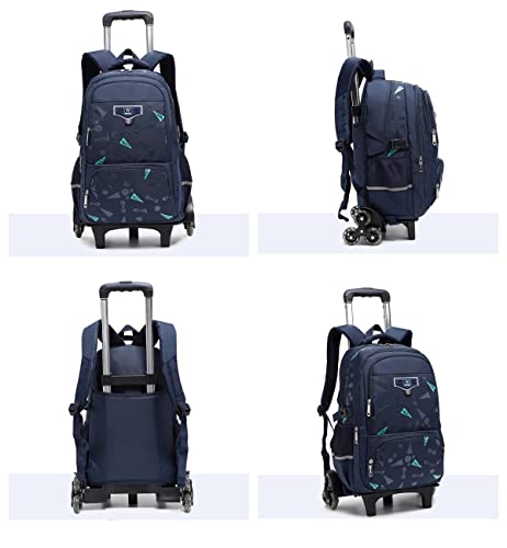 MITOWERMI Rolling Backpack for Boys Girls Trolley Bag with Wheels Roller Backpack for Kids Wheeled Middle School Bookbags