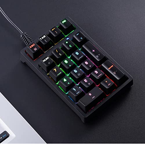 BRIMFORD Number Pad, Mechanical Numeric Keypad, RGB Digital Mechanical Keyboard 21 Keys with USB for Laptop, Notebook, Surface, Tabulation/Accounting Keypad (Black (ABS Laser Carving Keycaps))