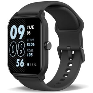 smart watches for men women (answer/make call), alexa built in, 1.8" full touch screen fitness tracker with heart rate spo2 sleep monitor ip68 waterproof smartwatch for iphone android phones, black