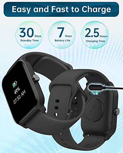 Smart Watches for Men Women (Answer/Make Call), Alexa Built in, 1.8" Full Touch Screen Fitness Tracker with Heart Rate SpO2 Sleep Monitor IP68 Waterproof Smartwatch for iPhone Android Phones, Black