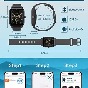 Smart Watches for Men Women (Answer/Make Call), Alexa Built in, 1.8" Full Touch Screen Fitness Tracker with Heart Rate SpO2 Sleep Monitor IP68 Waterproof Smartwatch for iPhone Android Phones, Black