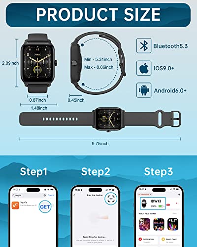 Smart Watches for Men Women (Answer/Make Call), Alexa Built in, 1.8" Full Touch Screen Fitness Tracker with Heart Rate SpO2 Sleep Monitor IP68 Waterproof Smartwatch for iPhone Android Phones, Black