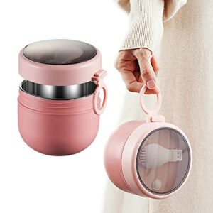 Aphmeir Overnight Oats Containers with Lids, 20oz Stainless Steel Inside Overnight Oats Jars with Spoon, Insulated Food Jars Portable Oatmeal Container Breakfast On The Go Cups (Pink)