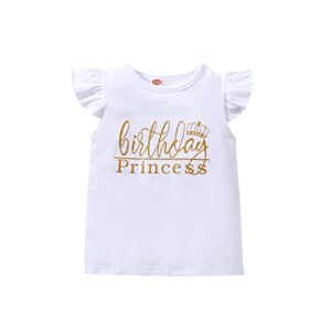 toddler kids baby girls outfits birthday tee outfit princess ruffle vest sleeveless t-shirts infant top