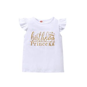 Toddler Kids Baby Girls Outfits Birthday tee Outfit Princess Ruffle Vest Sleeveless T-Shirts Infant Top