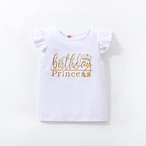 Toddler Kids Baby Girls Outfits Birthday tee Outfit Princess Ruffle Vest Sleeveless T-Shirts Infant Top